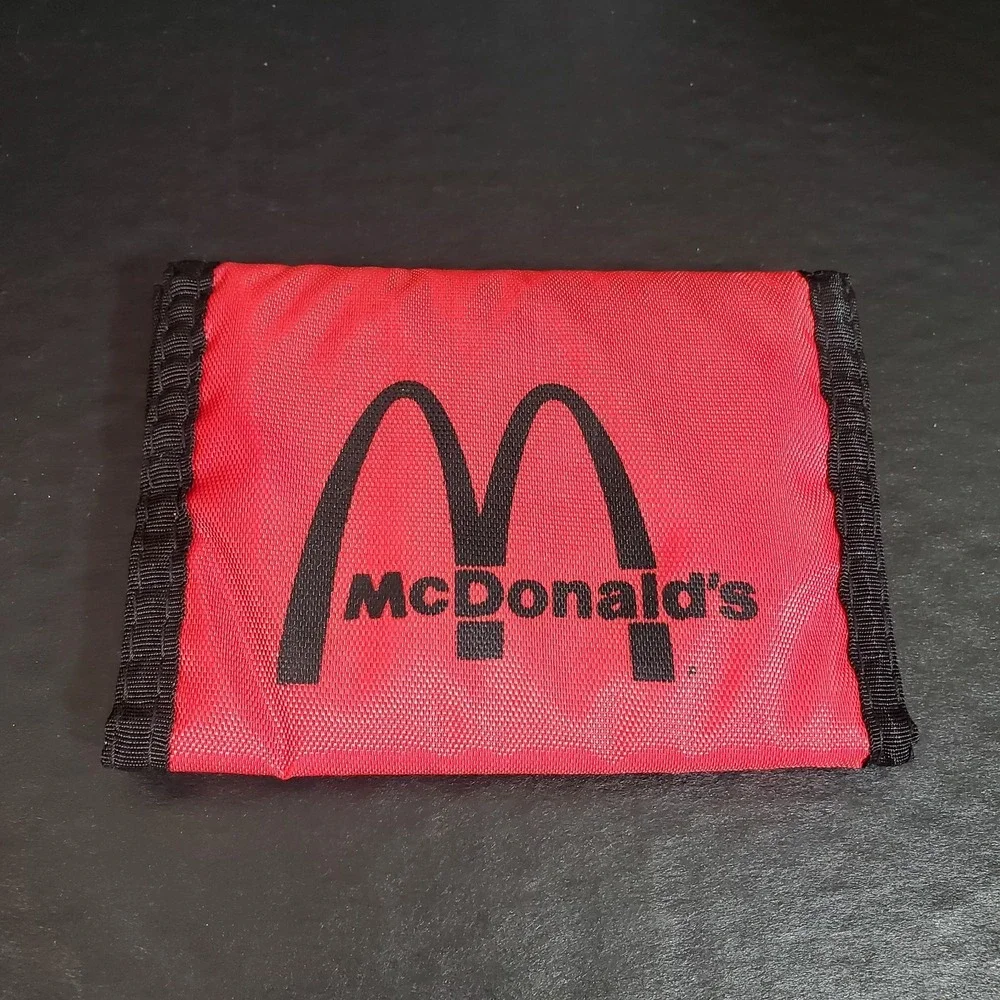 Vintage‎ McDonald's Red Nylon Wallet Black Logo Made In Taiwan